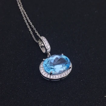 CSJ Naravno Modro Nebo, Topaz Gemstone Obesek v 925 Sterling Srebrna Ogrlica Fine nakit za Ženske, poročno darilo polje brez izrecnega