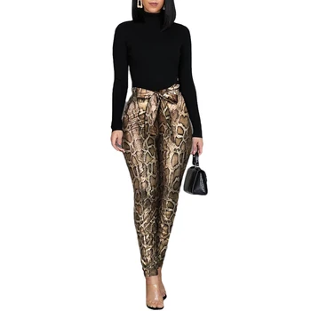 2020 Vroče Prodajo Žensk Leopard Stretch Umetno Usnje Visoko Pas hlače tulec Dokolenke Poceni Ženske Oblačila S-XL