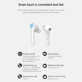 Pravi Brezžični Čepkov Bluetooth 5.0 Brezžične Slušalke vključite Aktivno odstranjevanje Preklicem s 3000mAh Moči Banke na Dotik Slušalke Rogbid G9