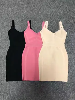 3 Barve Ženske Seksi Modni Nude Pink Rajon Povoj Obleko 2020 Večer Slaven Elegantna Mini Stranka Obleko Vestido