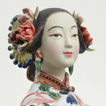 Porcelan Orientalski Lady Figur Kip, Kiparstvo Dekor Zbirateljske Darila Keramike, Ročno Izdelan Keramični Letnik Kitajski Shiwan Umetnosti