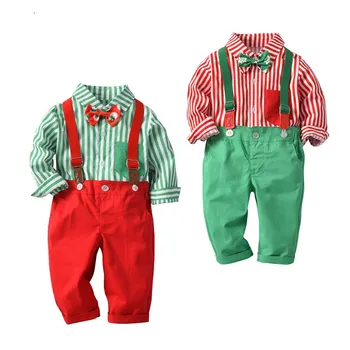 Wasailong Otroci Baby Fantje Božič Oblačila Sklop Long Sleeve Majica+Suspender Hlače 2Pcs/Set Obleke Obleka za Malčke Boys 12M-4T