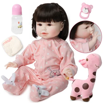 56 CM Realne bebe lutka malčka Bonecas 22 palčni lepe mehke silikonske lase dekle prerojeni baby doll žirafa Oblačila obleko, igrače za otroka