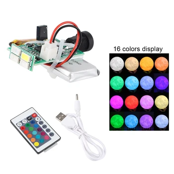 16 Barv 1W LED Luna Lučka Odbor Daljinski upravljalnik Noč možnost zatemnitve Z Baterijo, Vezje Ploščo USB Polnjenje 3D Tiskalnik Deli
