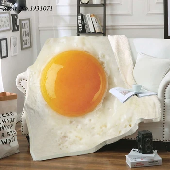 Hrana jajce 3D Tiskanje Plišastih Flis Odeja Odraslih Moda prešite Odeje Home Office Stroj Rjuhe Priložnostne Otroci Dekleta Sherpa Odejo