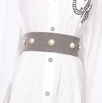 Ženske vzletno-pristajalne steze moda pearl beaded Cummerbunds žensko Obleko Stezniki Pas Pasovi dekoracijo širok pas R1706