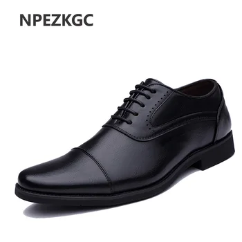 2020 Moških Obleko, Čevlji za Preprost Stil, Kakovost Moških Oxford Čevlji Čipke-up Znamka Moških Formalno Čevlji Moški Usnje Poročni Čevlji