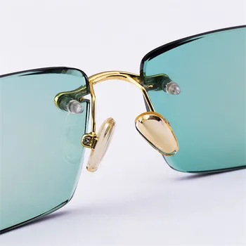 Zelena Stekla, sončna Očala Moških Rimless sončna Očala za Človeka Kristalno Lečo Očal Visoke Kakovosti Anti Scratch