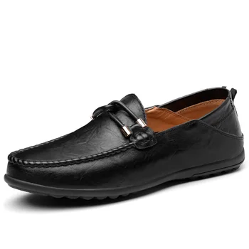 Preprost stil kravjega usnja moške priložnostne čevlji mehko dno stanovanj grah čevlji udobno vožnjo loafers Dropshipping Podporo