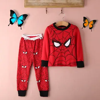 Otroci Fant Dekle Spider man Vrhu T-shirt+Obleko Hlače Pajama Sleepwear More Set