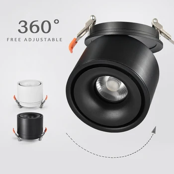 360 Nastavljiv Downlight 220V LED Downlight Vgradni, Stropni Svetilka COB Downlighters Svetlobe Napeljave