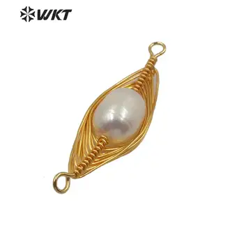 WT-JP210 biser nakit Naravni krog Pearl Obesek z zlato electroplated žice zaviti obesek čoln obliko srčkan priključek