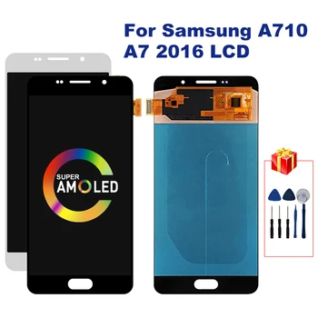 Super AMOLED Za Samsung Galaxy A710 Zaslon A7 2016 LCD-Zaslon, Zaslon na Dotik, Računalnike, Zamenjava Za A710F A710M Zaslon