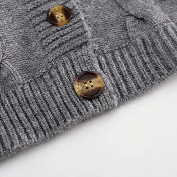 Ženski pulover 2020 Spomladi in Jeseni Kratek Priložnostne Visoko Pasu Tanke Enotni-Zapenjanje Pletenje Jopico Twist Majhen Plašč