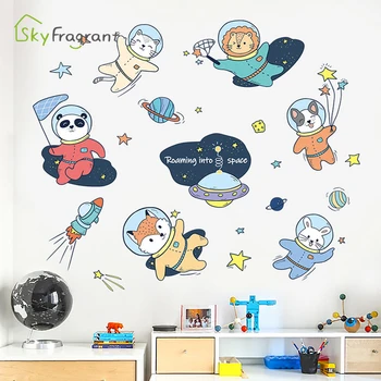 Risanka prostor astronavt nalepke, samolepilne stenske nalepke otroci soba dekoracijo spalnica wall decor srčkan živali, doma dekor