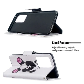 3D Panda Risanka Usnja Flip Case Za Samsung S20 Ultra Pokrovček Za Samsung Note 10 S8 S9 S10 S20 Plus Primerih, Denarnice, Torbe PU Knjiga
