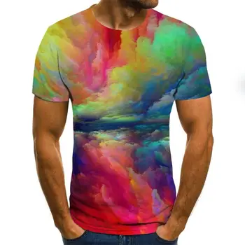 Poletje je nova 3D tiskanje moška T-shirt priložnostne kratka sleeved O-vratu moška T-shirt moda brizga črnilo tiskanje 3D T-shirt vrh