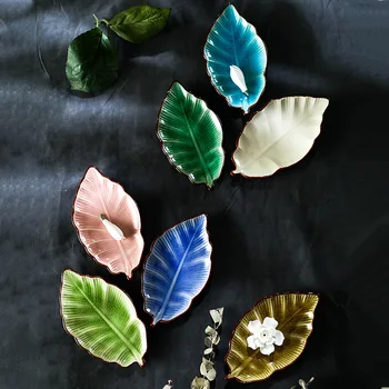 Japonski slog Pisane listi obliko listov jed keramična posoda za led crack glaze suši jedi namizna majhne Nakit Soba ploščo jed