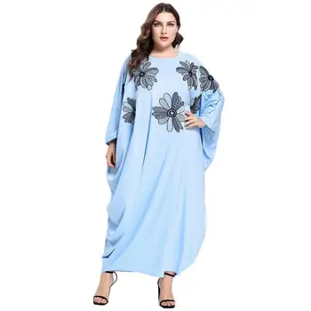 ženske vezenino haljo batwing rokav Obleko Maxi plus velikost obleke Eid Ramadana tam kaftan Islamskih islamski abaya Jubah Djellaba