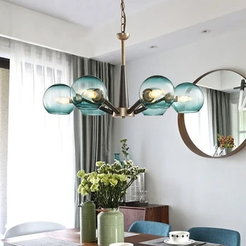 Postmoderni modro stekleno kroglo eleganten minimalističen obesek razkošje svetlobe svetilke Nordijska dnevna soba jedilnica spalnica obesek lučka