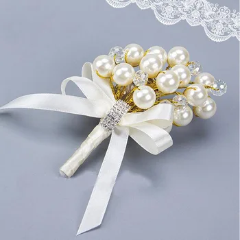 REDJCK Nov Modni Luksuzne Boutonniere Pin Visoko Imitacije Pearl Corsages Broška Cvetje Za Oblačila Obleko Poročno Dekoracijo