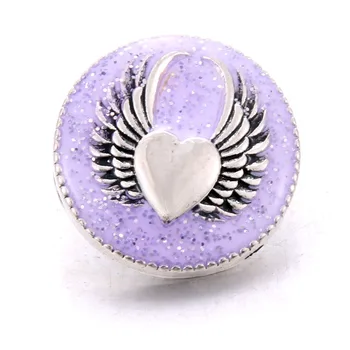 10pcs /veliko Novih Snap Nakit ustvarjalno Srce krila kovinski Gumbi za 18 MM gumbi Zapestnico, ogrlico DIY nakit za ženske, moške