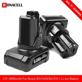 12V 6.0 Ah Li-ion BAT420 Nadomestna Baterija za Bosch BAT411 BAT412 BAT413 BAT414 10.8-Volt Max Baterije Brezžično električno Orodje L50