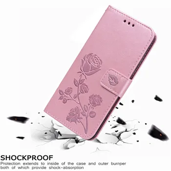 Luksuzni Usnja Flip Book Ohišje za Nokia 216 Dual Sim / Lumia 150 Rose Cvet Denarnice Stojalo Primeru Telefon Kritje Vrečko coque