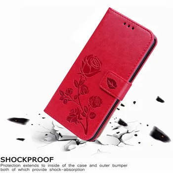 Luksuzni Usnja Flip Book Ohišje za Nokia 216 Dual Sim / Lumia 150 Rose Cvet Denarnice Stojalo Primeru Telefon Kritje Vrečko coque