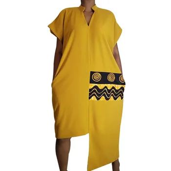 Zahodni Slog Ženske Obleke Pomlad Poletje Nov Modni Oversize Afriške Priložnostne Svoboden Preprosto Nepravilna Tiskanje Preplete Poletje