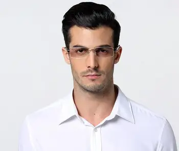 Moške Eyeglass Okvirji Čistega Titana Pol Rimless Očala Okvirji za Očala Okvirji