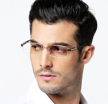 Moške Eyeglass Okvirji Čistega Titana Pol Rimless Očala Okvirji za Očala Okvirji