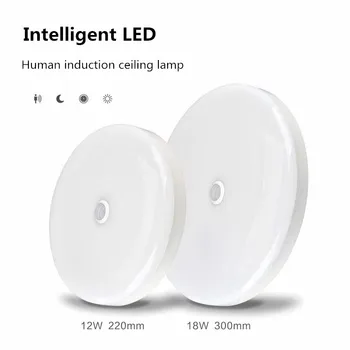 Smart LED Indukcijske Stropne Luči 7W 12W 18W Nadzor Človeško Telo Senzor Fotoobčutljivih Mini Stropne luči Za Koridor