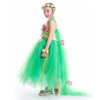 Cvet deklet Tutu Obleko z Cape Princesa Elsa Obleko za Božič Halloween Rojstni Kostum Otroci Bleščice Obleko Fever