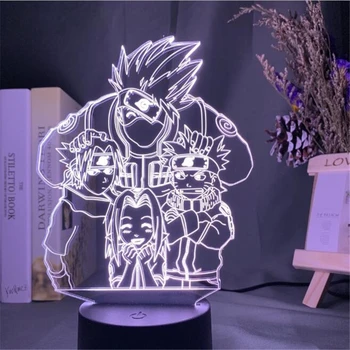 Anime Naruto 3D Noč Svetlobe Iluzijo Svetlobe Ekipa 7 Sasuke Kakashi Hatake Itachi Uchiha LED Touch Mizo Dekoracijo Svetlobe Otroci Darilo