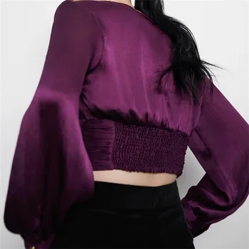 ZXQJ Ženske 2021 Fashion Mala Naguban Robom Vozel Dvojno zapenjanje Vintage Bluze z Dolgimi Rokavi Ženske Majice Elegantna Vrhovi