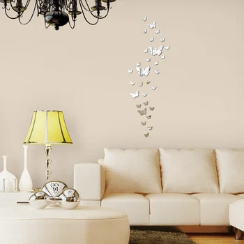 Vroče za steno akril 30 metulj kombinacija nalepke za dekoracijo doma diy 3 d ogledalo površine nalepke darilo