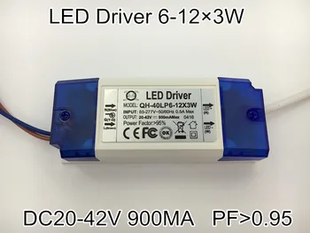 2pieces led driver 18W20W30W36W 6-12*3W AC85-277V izhod DC20-42V 900MA PF0.95 IP54 2pcs/veliko