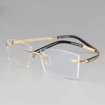 Visoko-kakovostni razred Luksuznih Titana Očala Ženske Poslovnih Rimless Očala Okvirji za Moške Optični Kratkovidnost Branje Armacao De Oculos