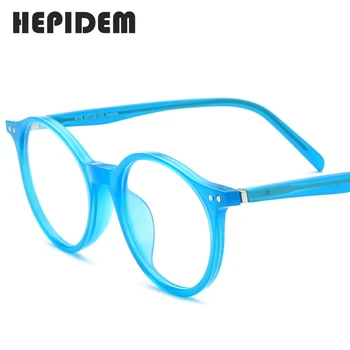 HEPIDEM Acetat Optičnih Očal Okvir Ženske 2020 Letnik Okrogle Očala Moških Kratkovidnost Recept Nerd Očala Očala 9116