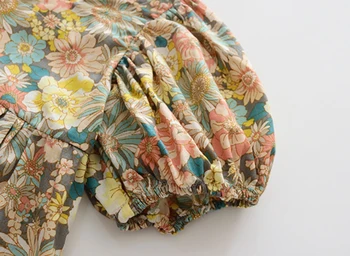 Dekleta cvetlični backless obleko 2020 poletje nova otroška oblačila palace slog puff rokav obleka WT188